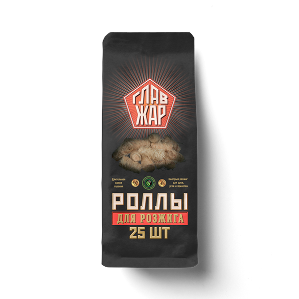 Роллы для розжига ГлавЖар, 25 шт. роллы для розжига главжар