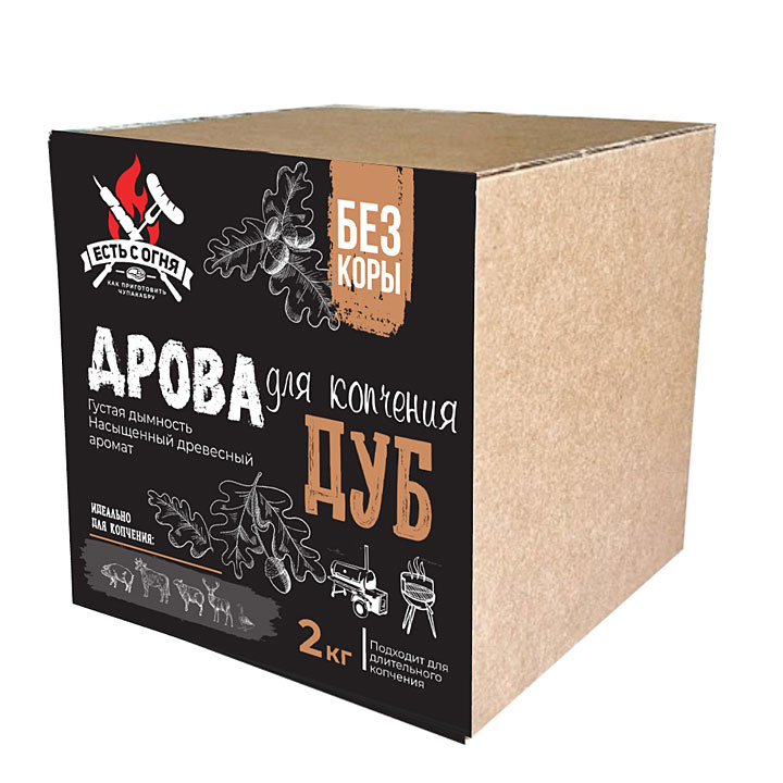 Дрова для копчения, Дуб, Есть с Огня, 2 кг Дрова для копчения, Дуб, Есть с Огня, 2 кг - Image 1